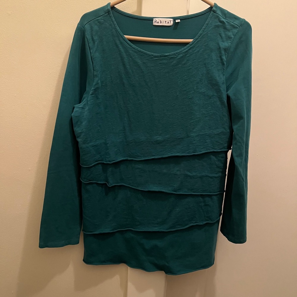 Habitat‎ Layered Tunic Top Medium Cotton Spandex Teal Casual Artsy